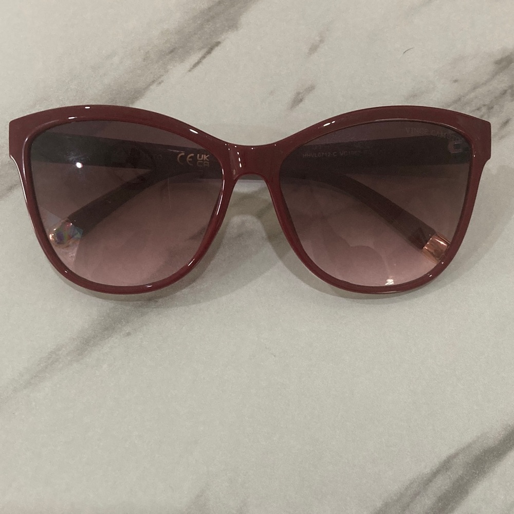 Vince Camuto Women's Burgundy Oversized Cat-Eye Sunglasses